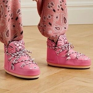 NWT Alanui x Moon Boot Pink Bandana Full Moon Low Pink Pumps Boots moonboots